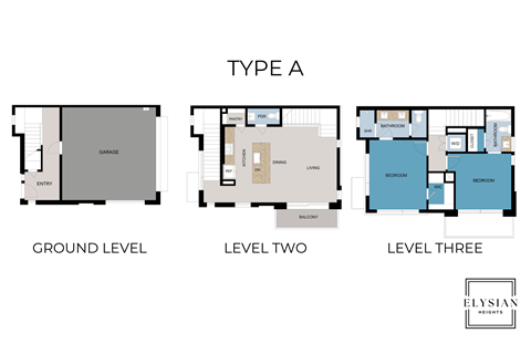 Floor plan for 2 beds, 2.5 baths, 1564 sqft
